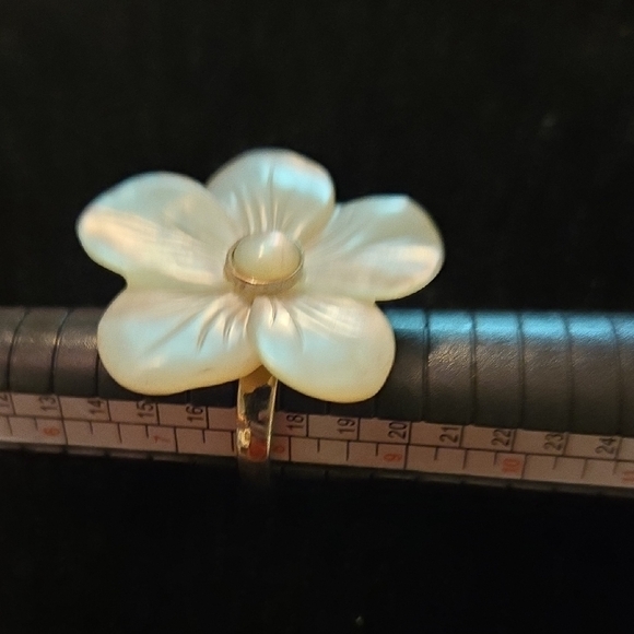 Sterling Silver And Mother Of Pearl Flower Ring - Picture 1 of 4